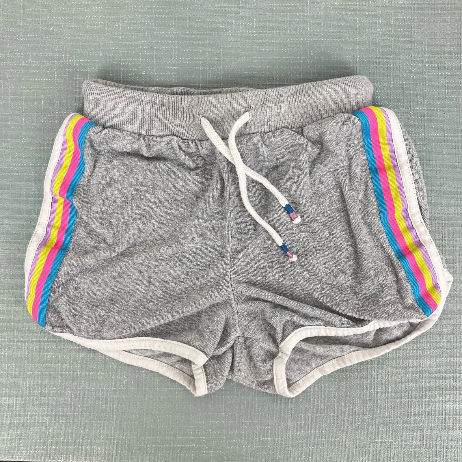 Mini Boden Retro Rainbow Towelling Shorts 8