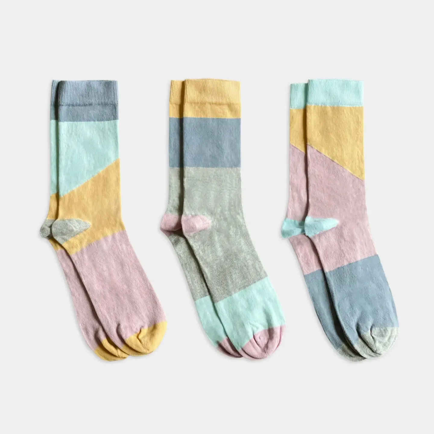 Mixed Patterns Adult Trouser Socks (3-pack) - 98% Organic Cotton