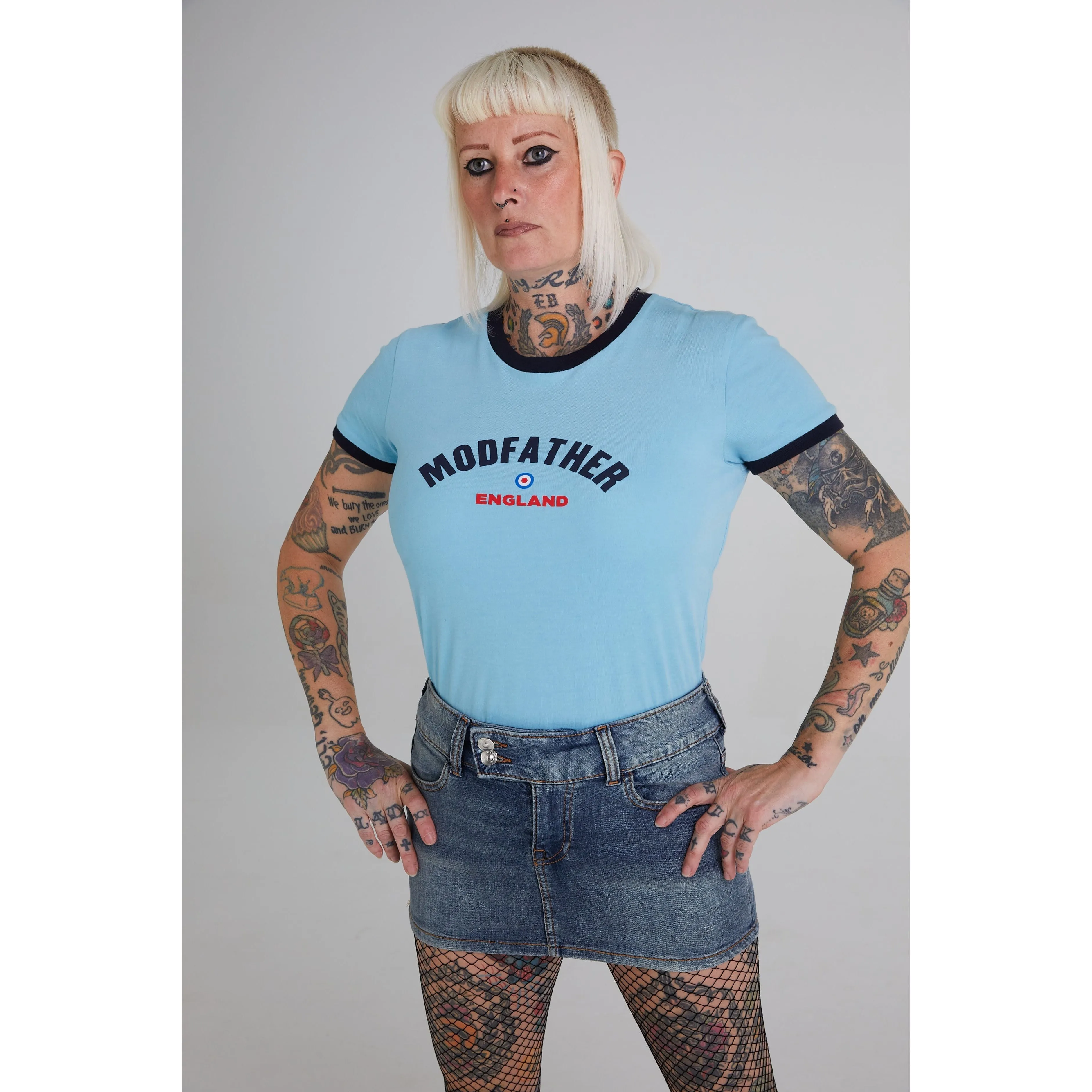 Modfather Clothing - Women's Logo Script Mint - T-Shirt