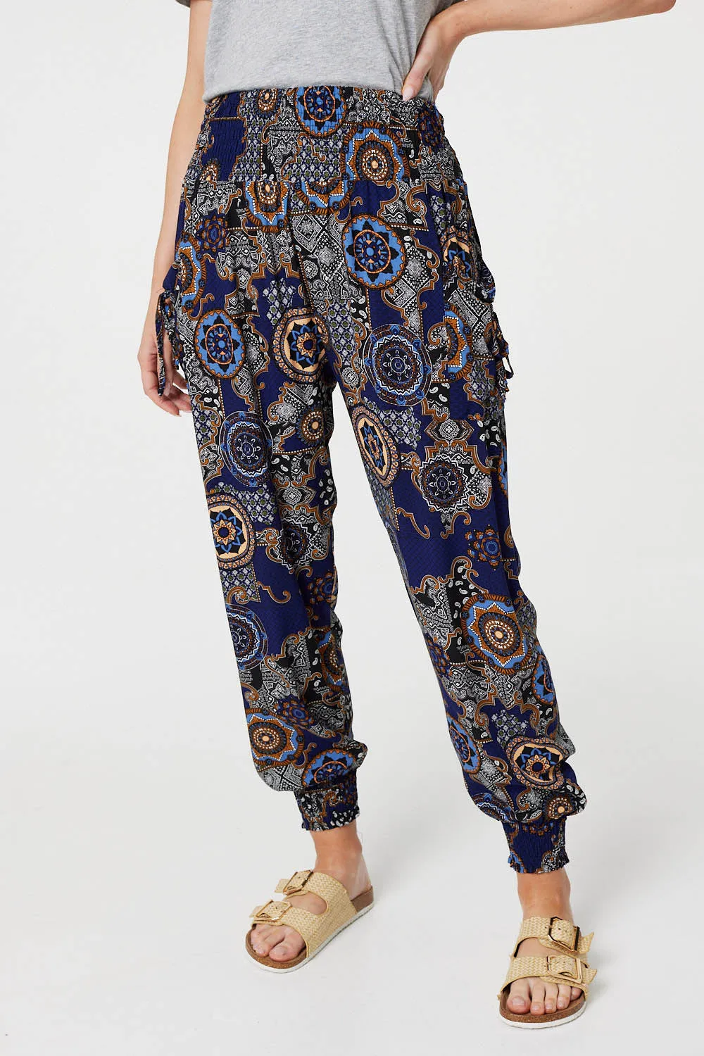 Mosaic Print Pocket Detail Pants