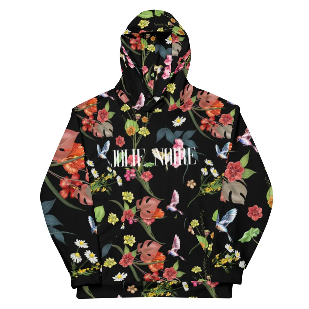 Noire Floral Hoodie- Black