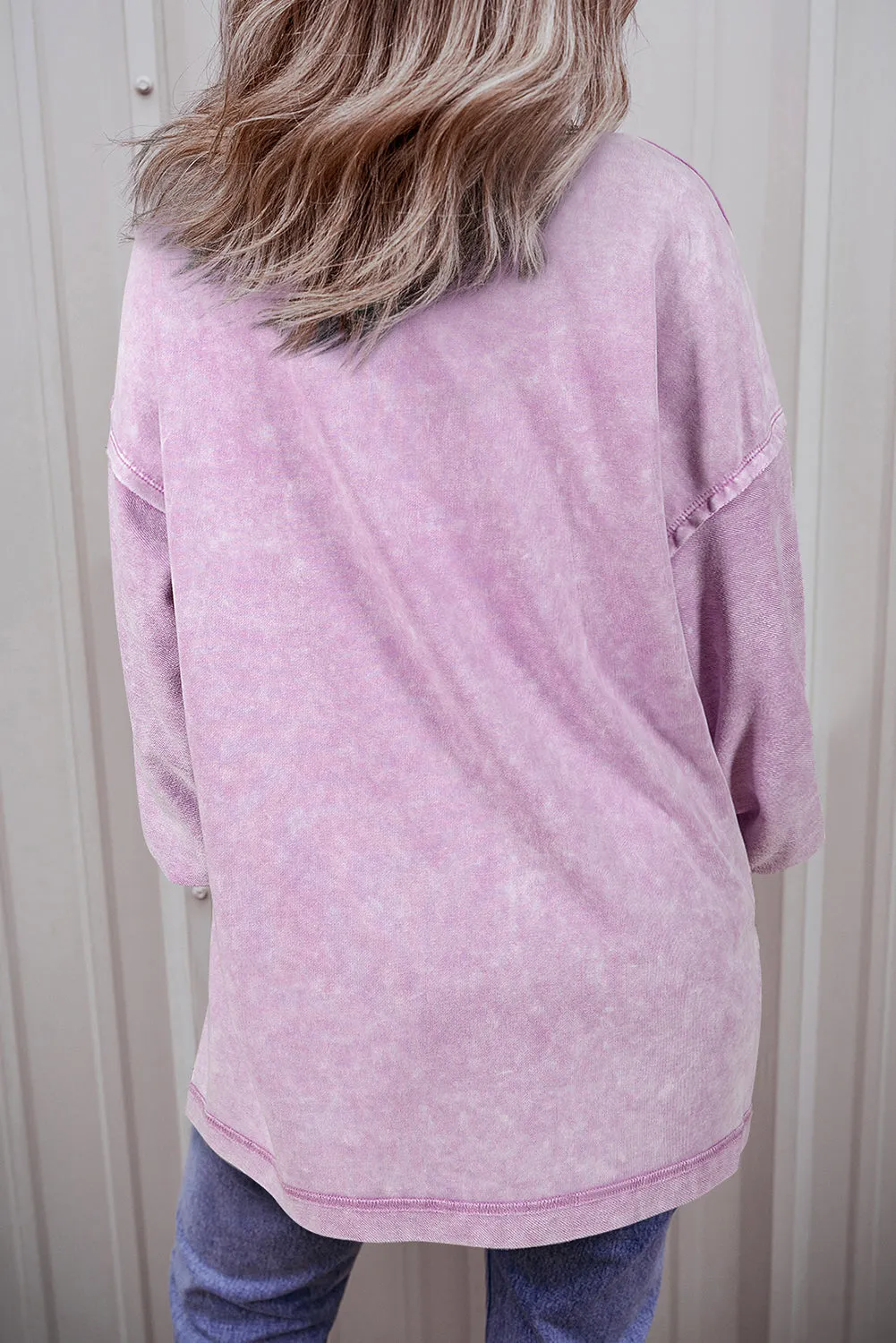 Orchid Petal Mineral Wash Drop Shoulder Sweatshirt