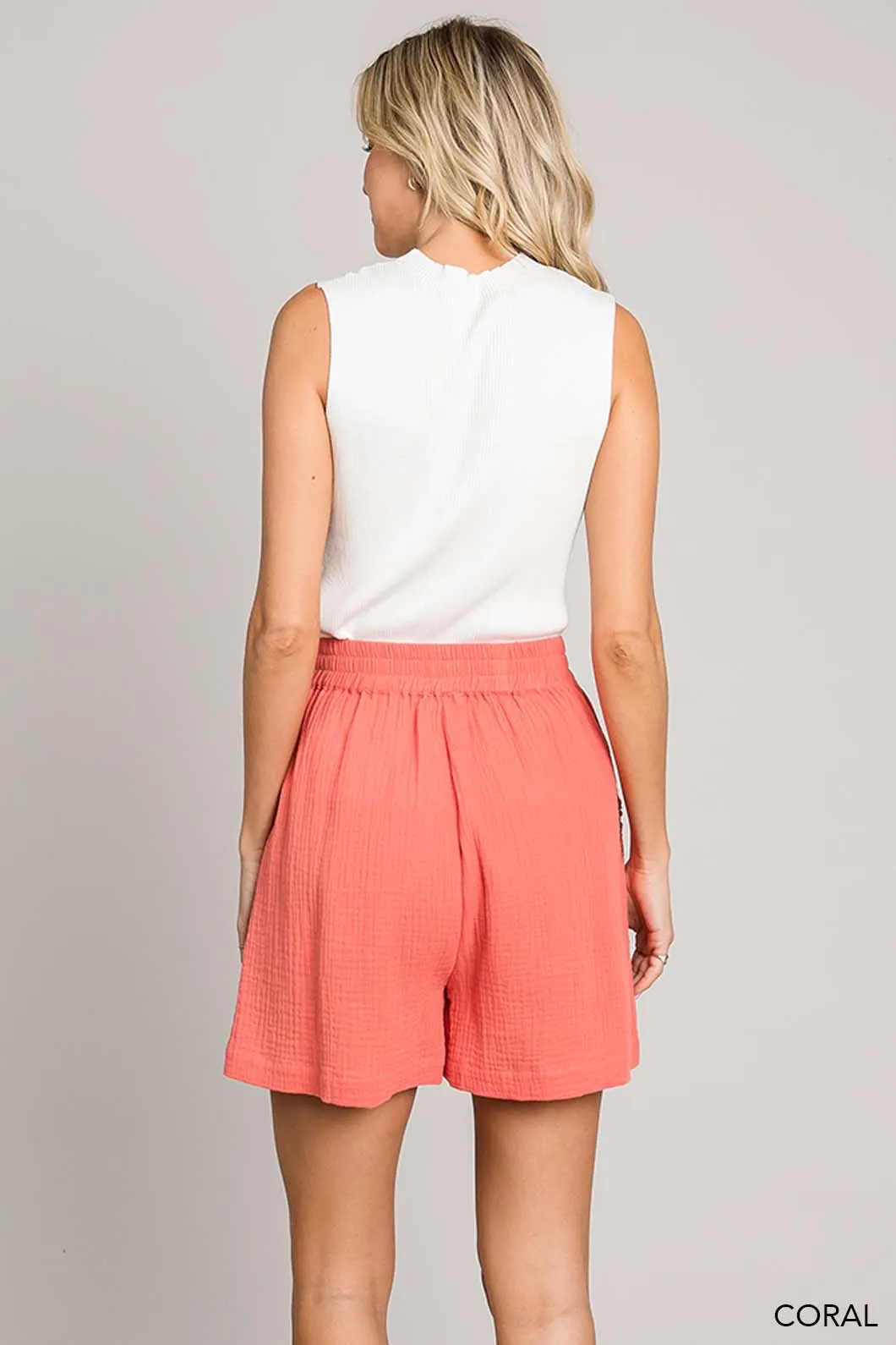 Oversized Coral Pocket Shorts