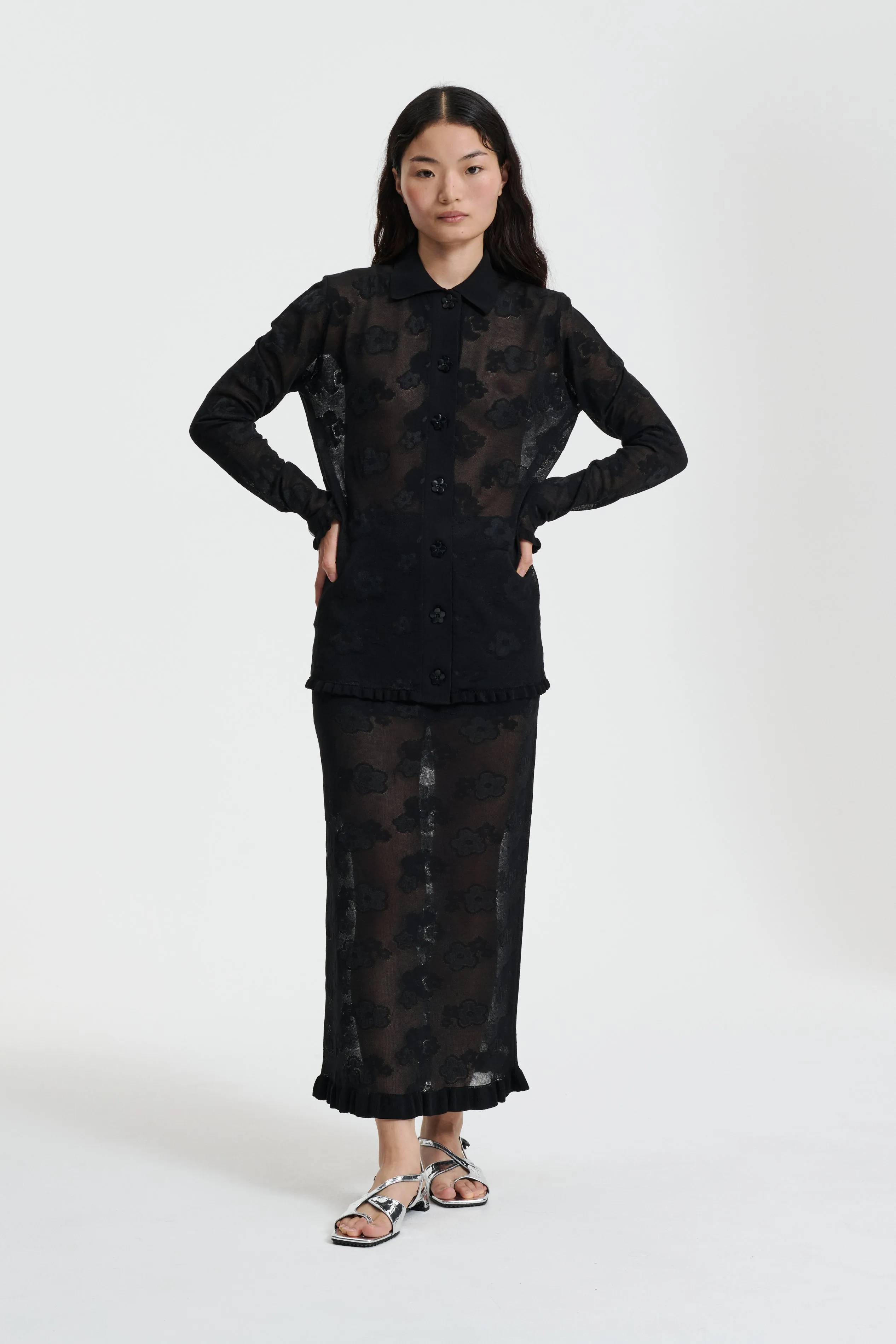 PEGONIA  | SKIRT JACQUARD KNIT BLACK