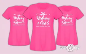 Personalised Birthday Girl Squad 18th 21st 30th 40th 50th T-shirt Ladies Fuchsia