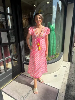 Place Du Soleil Rosa Orange Flower Dress