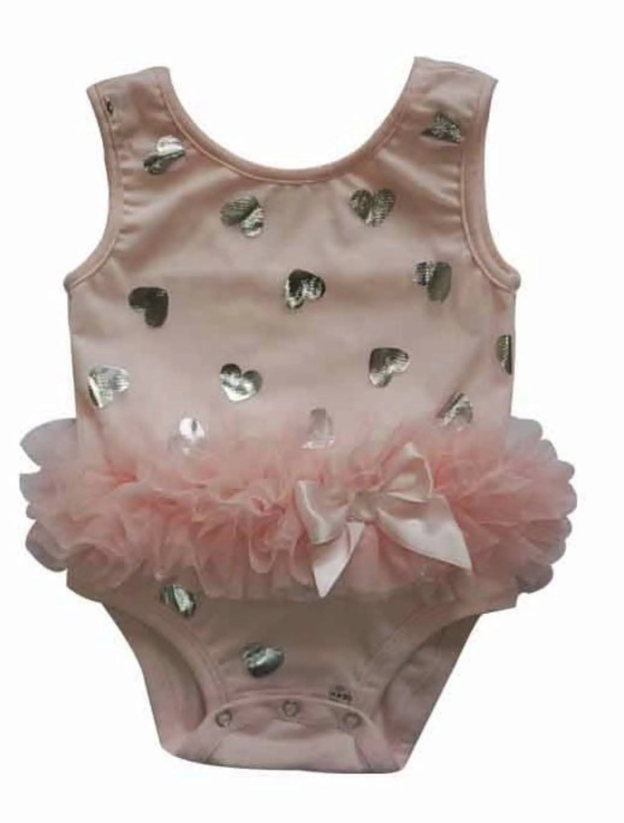 Popatu Silver Heart Peach Bodysuit