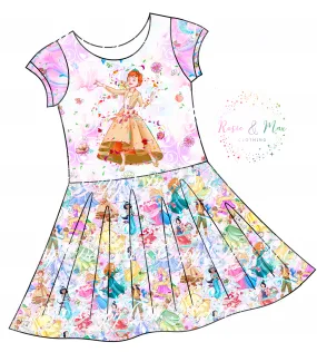 PREORDER - Whimsical Princesses - Isla DRESS w/panel - Ice Sister Princess