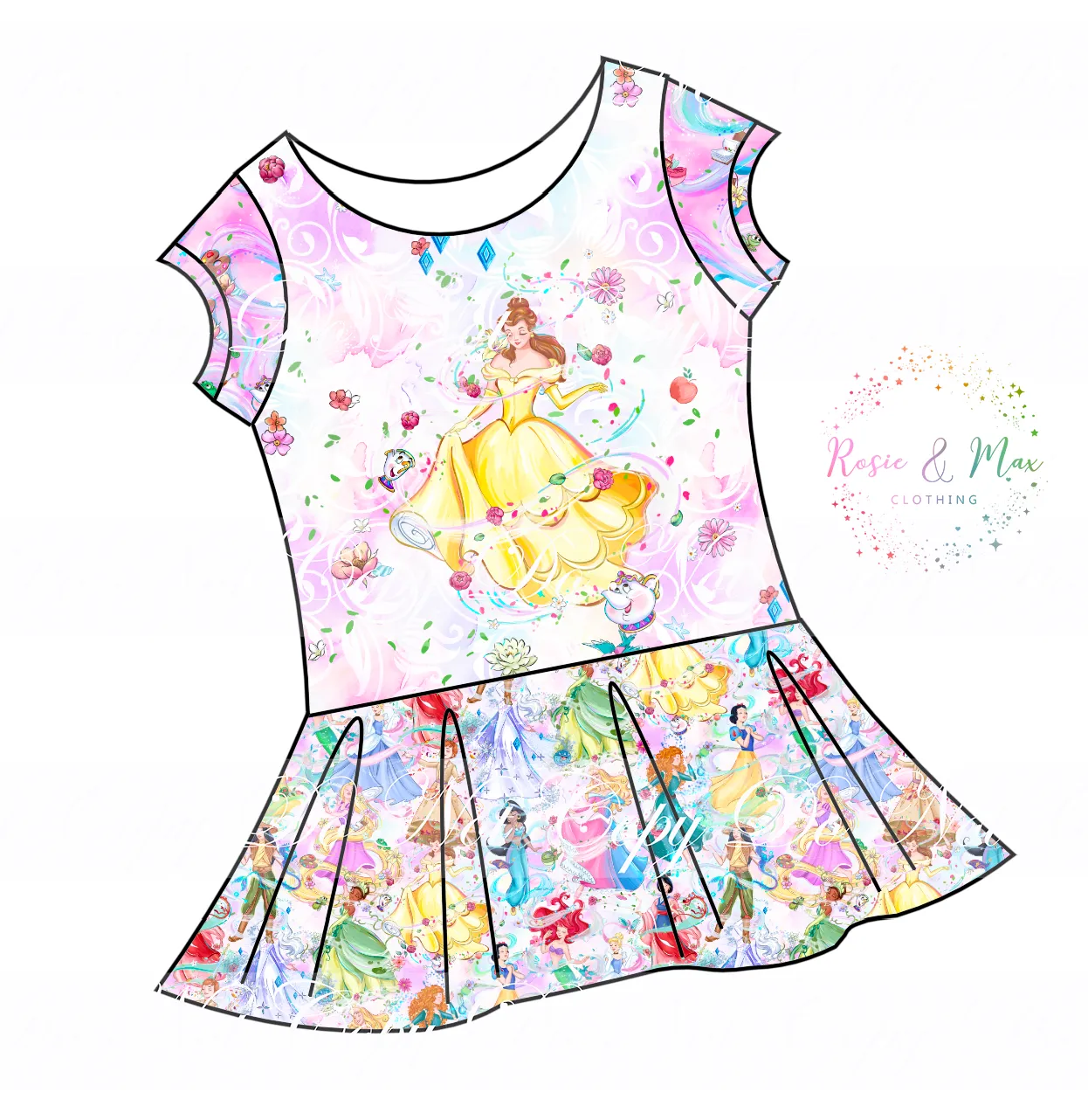 PREORDER - Whimsical Princesses - Isla Tunic w/PANEL - Beauty Princess