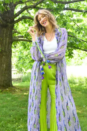 PURPLE KIMONO MAXI LUREX DUSTER