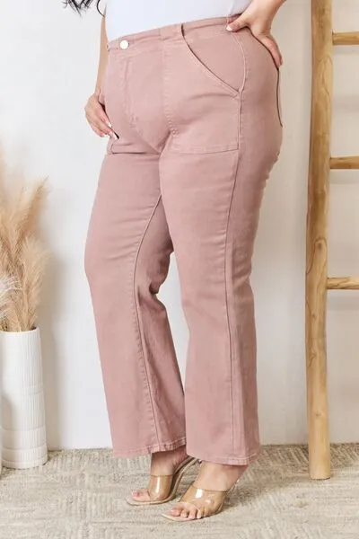 RISEN High Rise Ankle Flare Jeans in Mauve