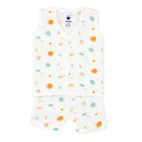 Sleeveless Jabla Co Ord Set / Jabla Shorts - 100% Muslin Cotton -Snail