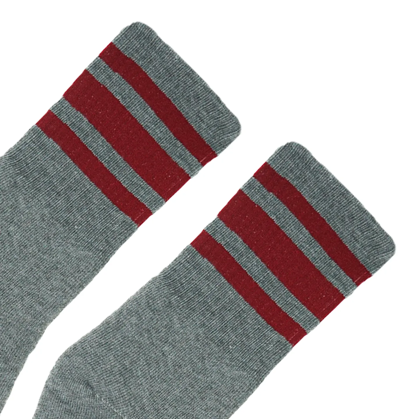 SOCCO Performance Crew | Cardinal Striped Socks | Dark Heather Grey