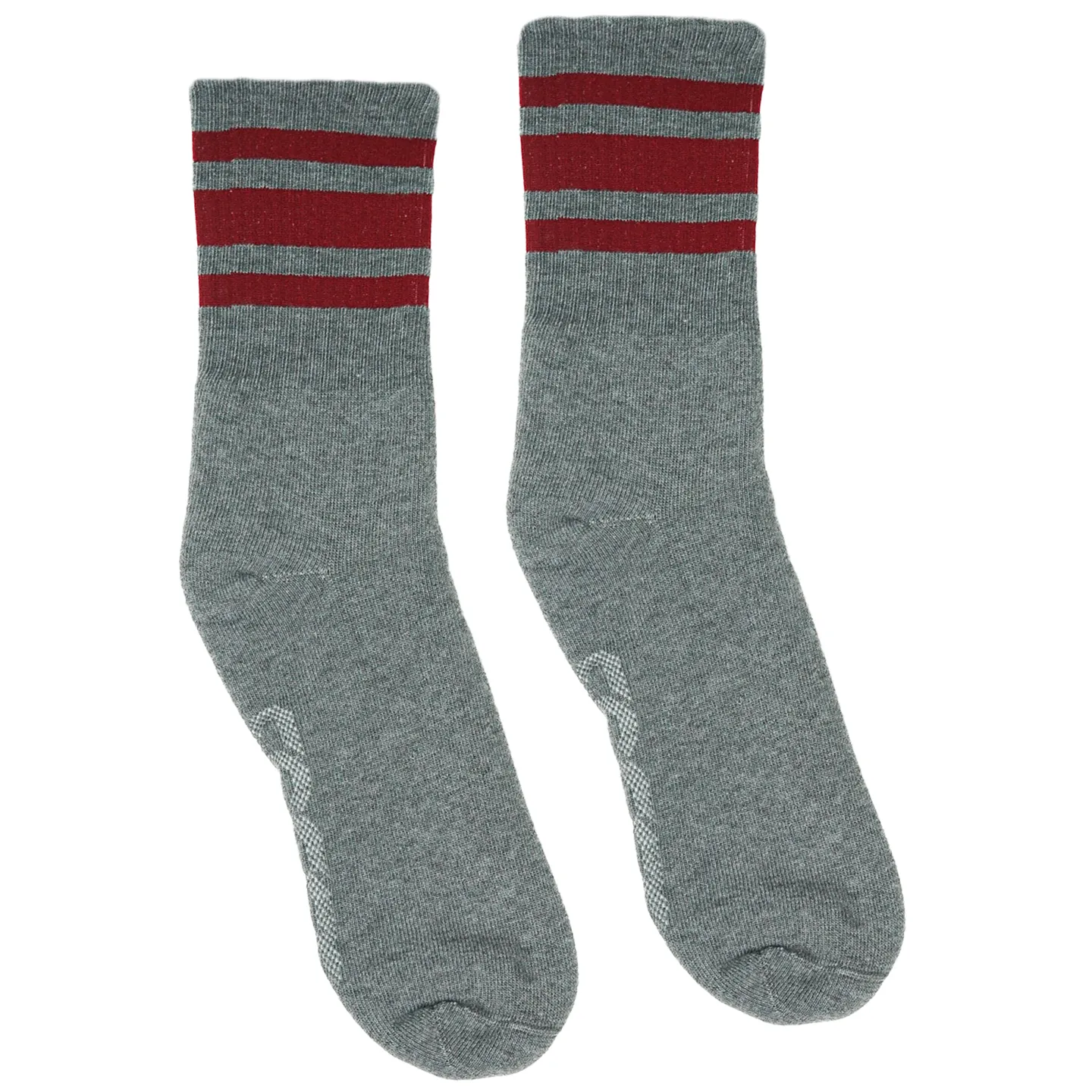 SOCCO Performance Crew | Cardinal Striped Socks | Dark Heather Grey