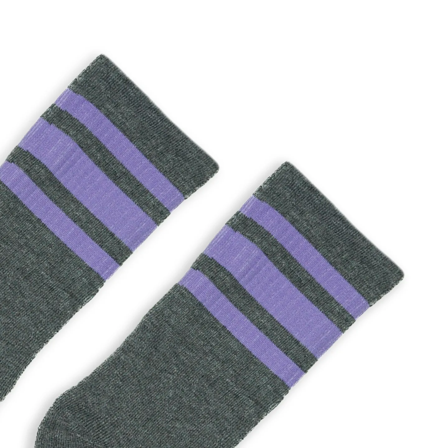 SOCCO Performance Crew | Lilac Striped Socks | Dark Heather Grey