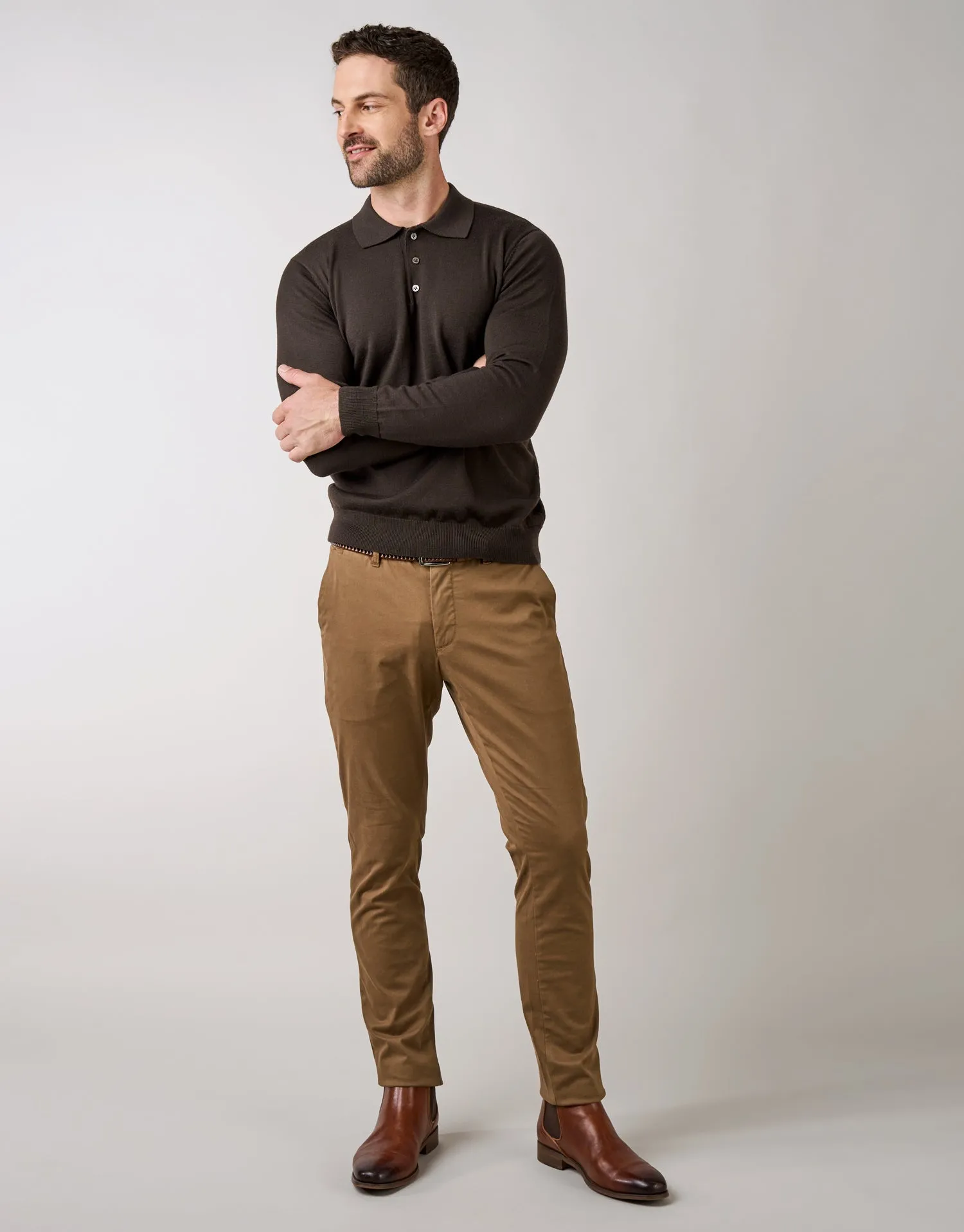 Soho Brick Brown Brushed Twill Chinos