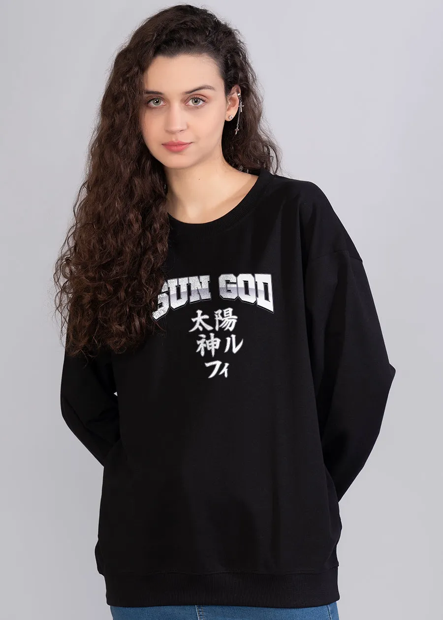 Sun God Printed Oversized Sweatshirt Womens