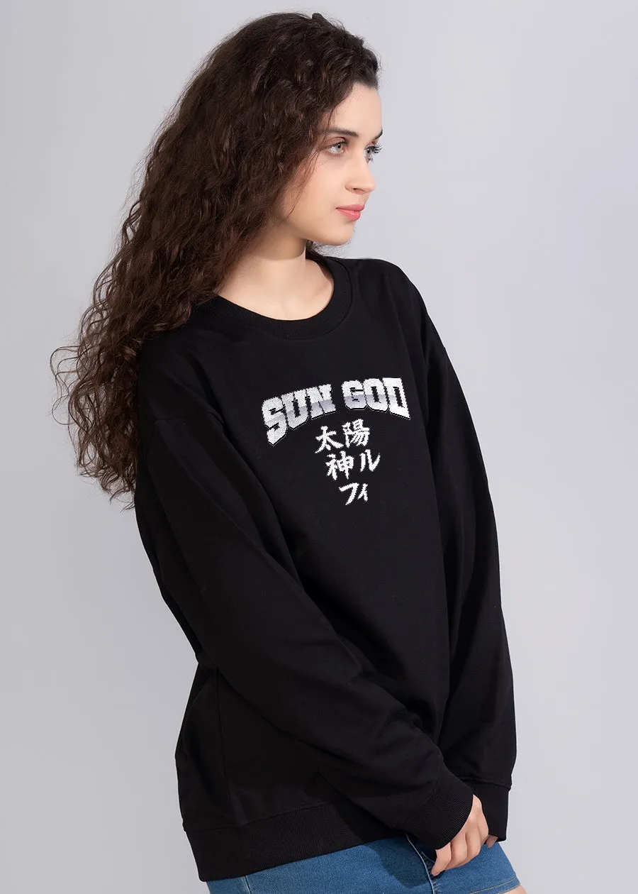 Sun God Printed Oversized Sweatshirt Womens