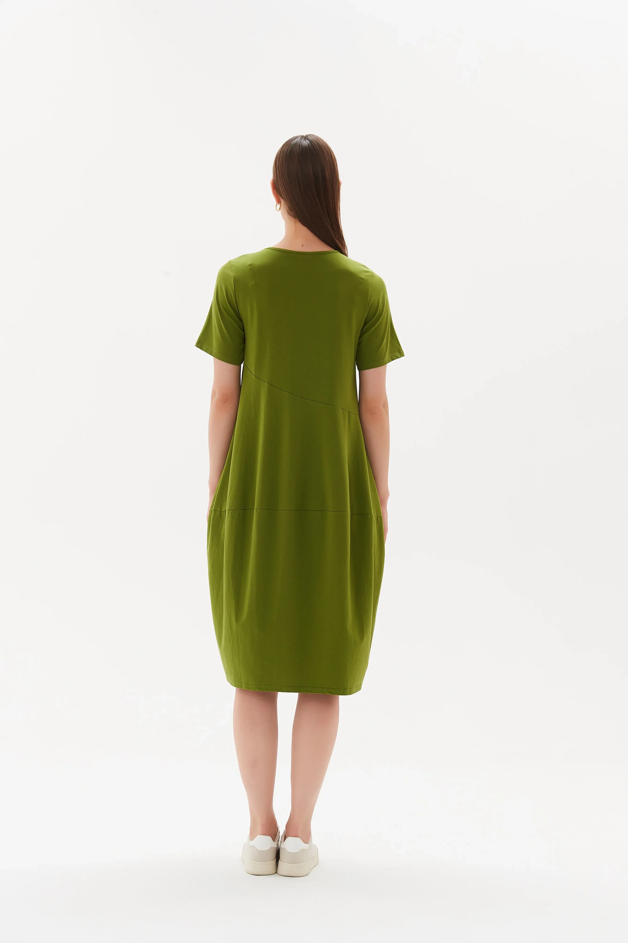 TIRELLI - Short Sleeve Diagonal Dress - Meadow Green