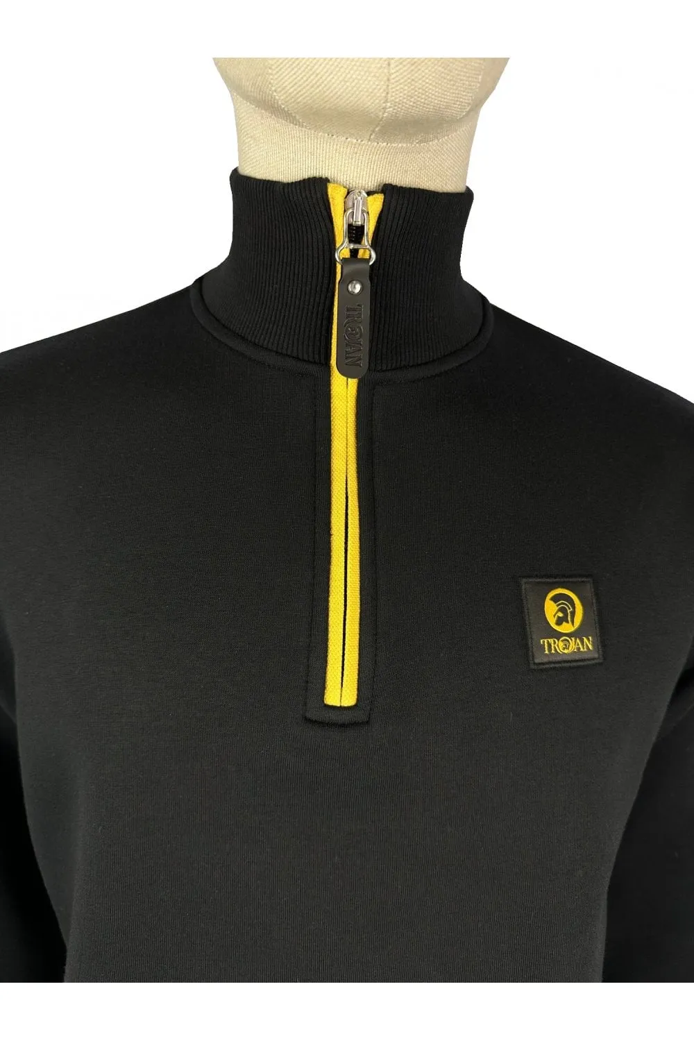 Trojan Records Men's TR8906 1/4 Zip Jumper Black