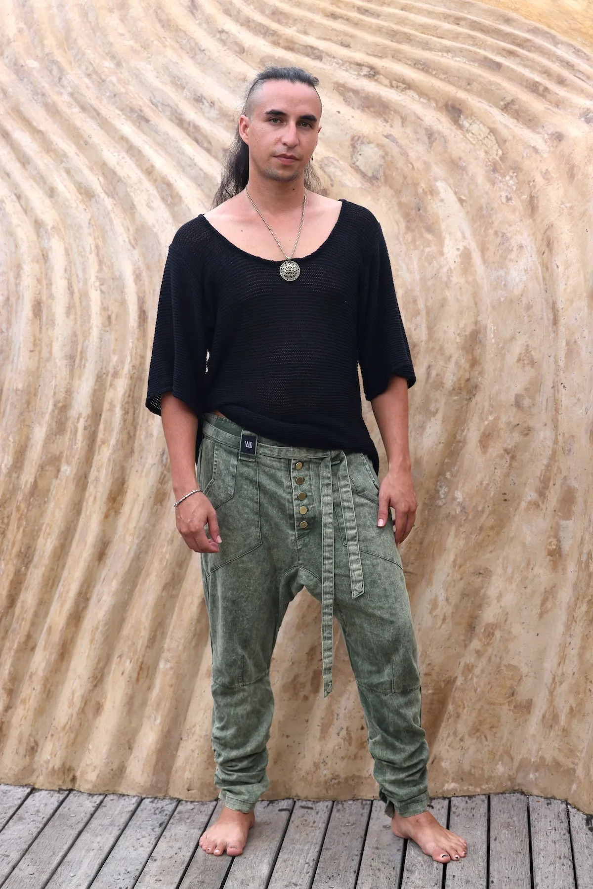 UNI Pants Stonewashed - Boho Chic Drop Crotch Pants