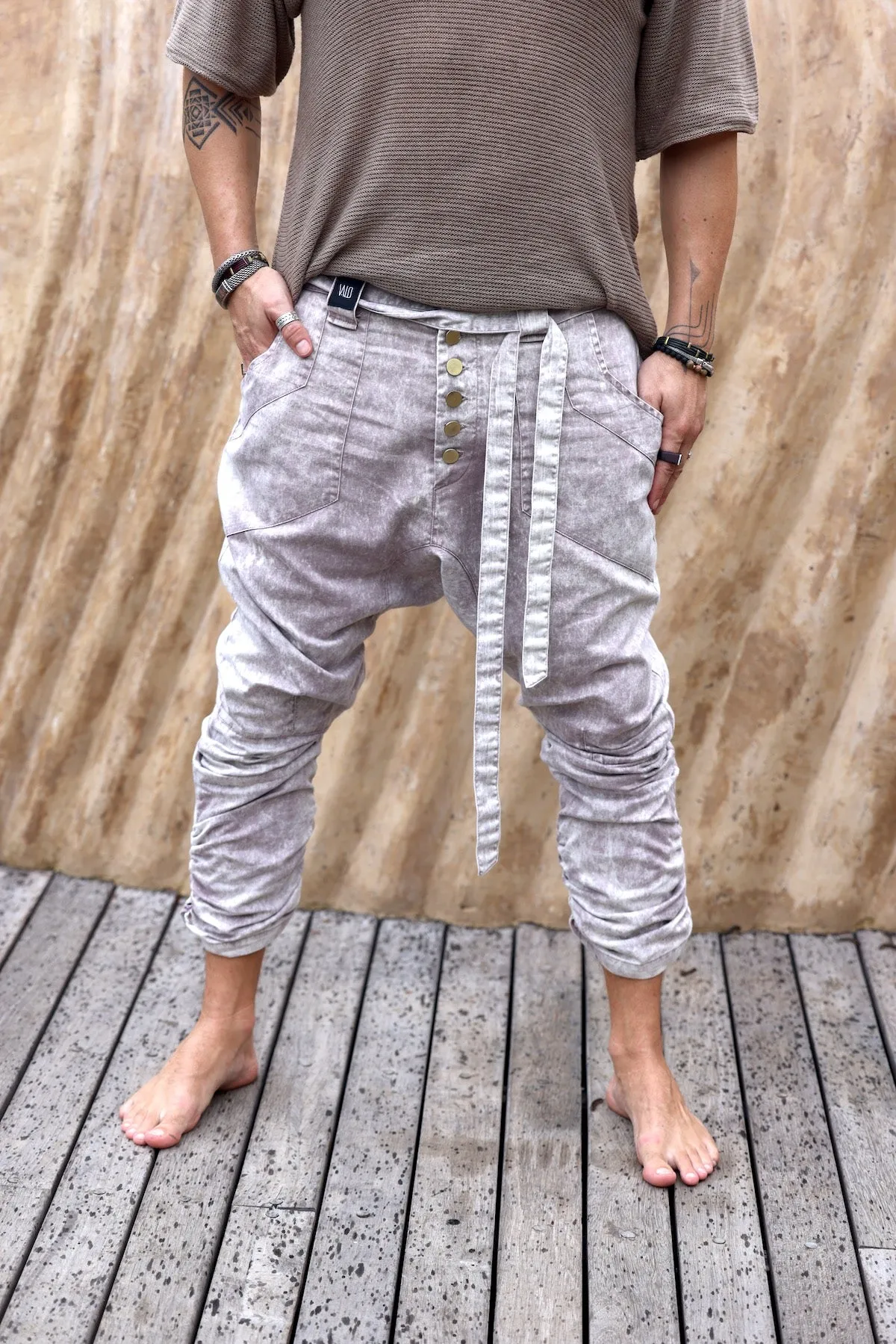 UNI Pants Stonewashed - Boho Chic Drop Crotch Pants