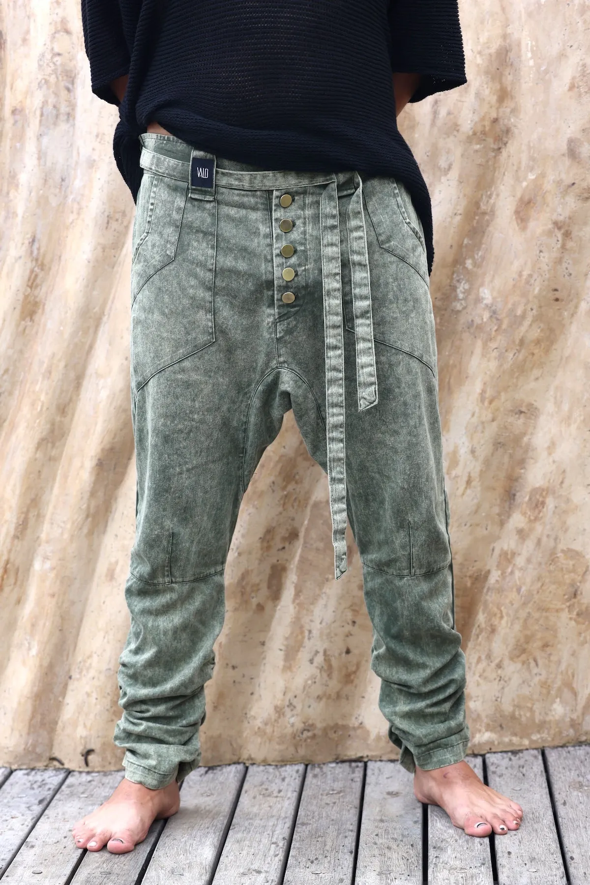 UNI Pants Stonewashed - Boho Chic Drop Crotch Pants