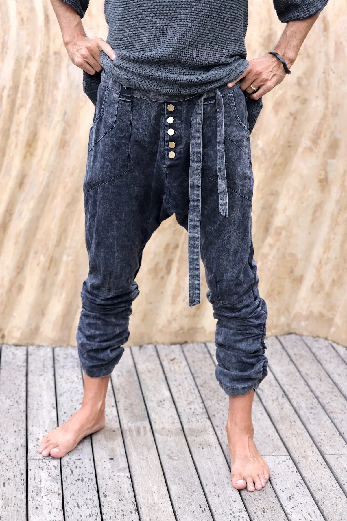 UNI Pants Stonewashed - Boho Chic Drop Crotch Pants