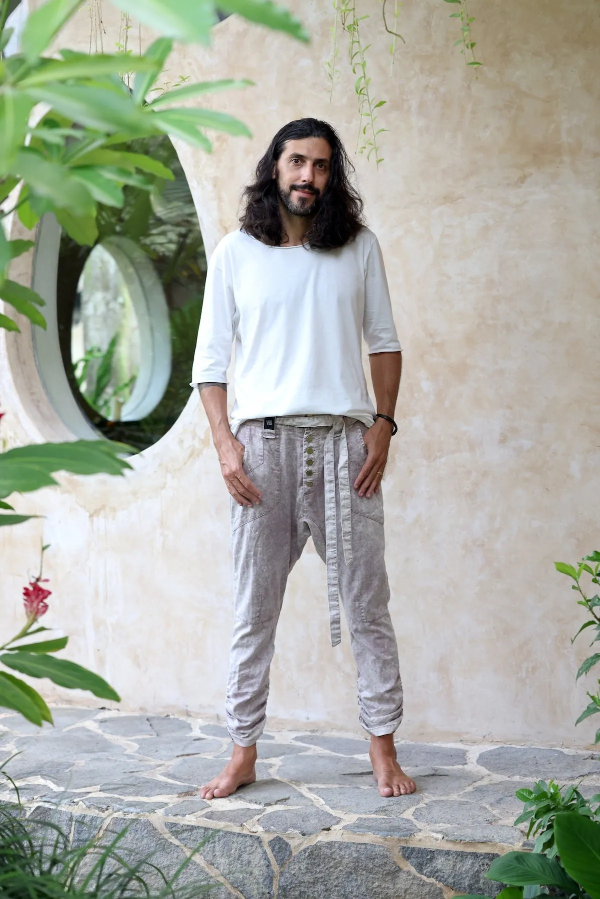 UNI Pants Stonewashed - Boho Chic Drop Crotch Pants