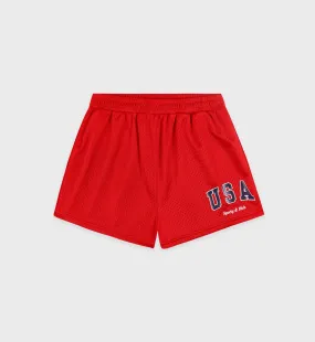 USA Mesh Disco Short - Sports Red/Navy