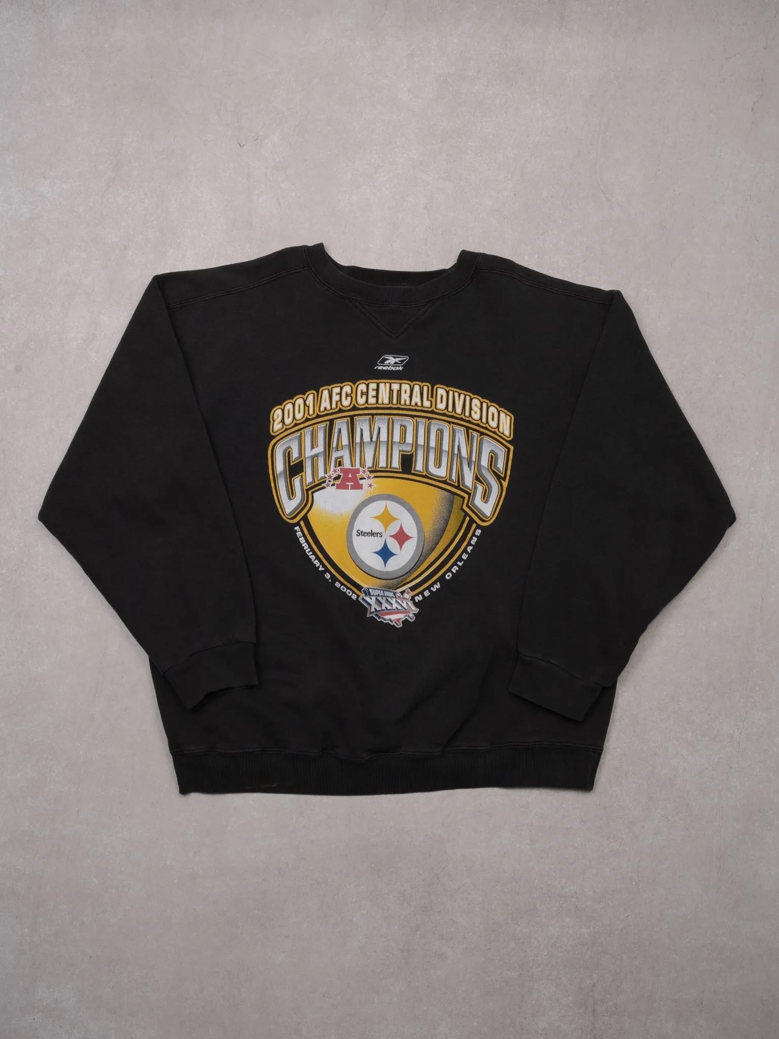 Vintage '01 Reebok AFC Central Division Steelers Champions Crewneck (L)