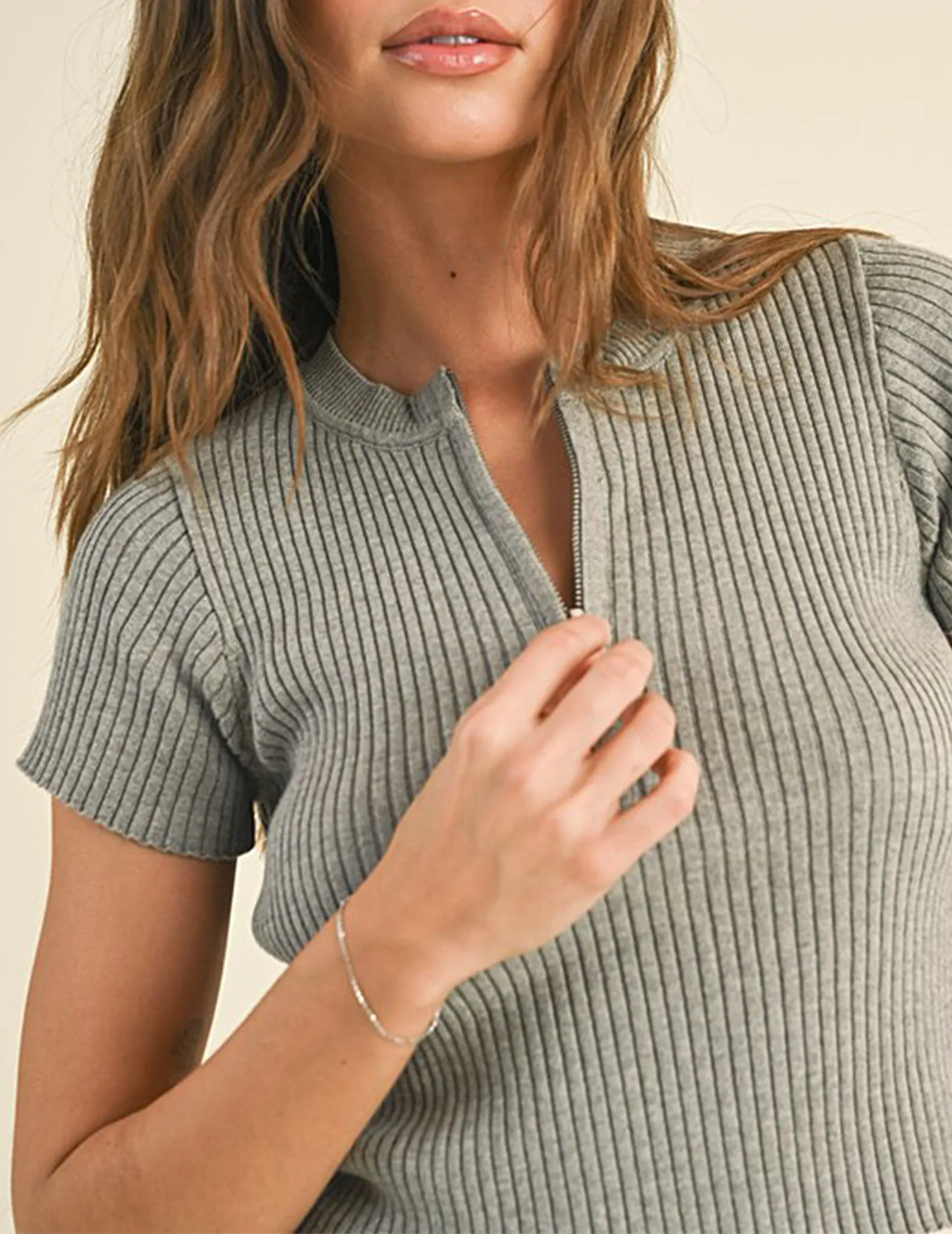 Wren Rib Knit Zipper Top